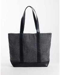 ASOS - Felt Tote Bag With Faux Leather Straps - Lyst