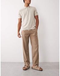 Threadbare - Pull On Linen Look Straight Fit Trousers - Lyst