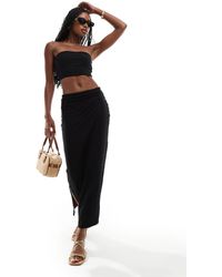 ASOS - Set Reversibile Con Top A Fascia E Gonna Lunga A Colonna Sinuosi Color Nero E Cioccolato - Lyst