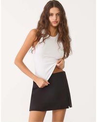 Stradivarius - Gonna Pantalone Nera Con Spacco Laterale - Lyst