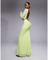 AFRM - Talmo Long Sleeve Boatneck Maxi Dress With Open Back Detail - Lyst