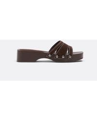 Stradivarius - Flat Leather Clogs - Lyst