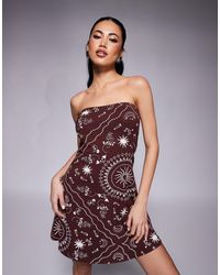 ASOS - Robe bustier courte et fluide - imprimé bandana - Lyst
