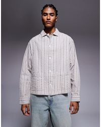 ASOS - Boxy Oversized Seersucker Striped Shirt - Lyst