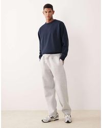 ASOS - Joggers Gris Jaspeado De Pernera Recta De Tejido Grueso Efecto Neopreno De - Lyst
