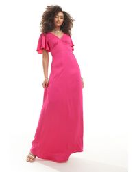 Maids To Measure - Bridesmaid Flutter Sleeve Maxi Dress - Lyst