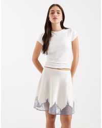 ASOS - Satijnen Minirok Met Geschulpte Kanten Zoom, Deel Van Co-Ord Set - Lyst