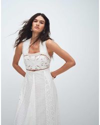 TOPSHOP - Cutwork Broderie Mixed Trapeze Maxi Dress - Lyst