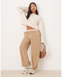ASOS - Petite Ankle Grazer Pull On Trousers With Contrast Waist - Lyst