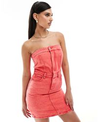 In The Style - Denim Bandeau Mini Dress - Lyst