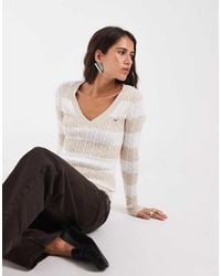 Hollister - Fitted Cable Knit V Neck Jumper - Lyst