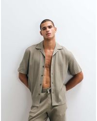 SELECTED - Camicia A Maniche Corte A Coste Kaki - Lyst