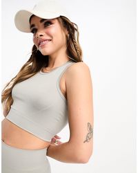 Pull&Bear - Seamless Racer Neck Cropped Top Co-ord - Lyst