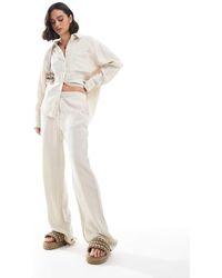 Mango - Pantalones Claro De Pernera Recta De Tejido Efecto Lino De (Parte De Un Conjunto)- Neutro - Lyst