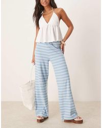 ASOS - Stripe Wide Leg Mid Rise Trousers Co Ord - Lyst