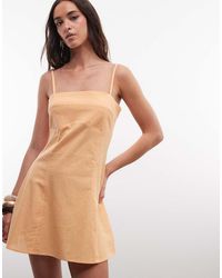 ASOS - Cotton Linen Cami Mini Sundress With Shaped Bust - Lyst