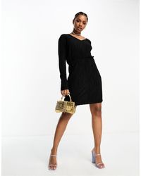 Vero Moda - Plisse Long Sleeve Mini Dress - Lyst