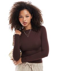 Miss Selfridge - Long Sleeve Slash Neck Top - Lyst
