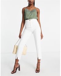 White Split Front Cigarette Pants | Lyst UK