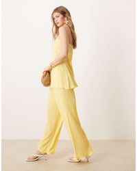 Y.A.S - Plisse Wide Leg Trouser Co-ord With Rolled Hem Detail - Lyst