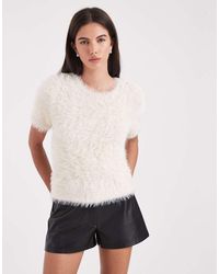 Vero Moda - Short Sleeve Fluffy Knit Jumper - Lyst
