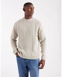 Jack & Jones - Pull en maille torsadée - crème - Lyst
