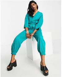 Native Youth Tie Waist Jumpsuit - Green