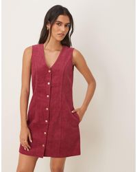 Threadbare - Cord Button Front Mini Dress - Lyst