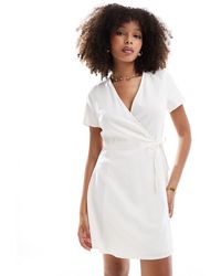 ONLY - Wrap Linen Mix Mini Dress - Lyst