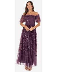 Maya - Sequin Bardot Maxi Dress - Lyst