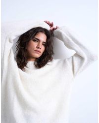 TOPSHOP - Fluffy Knit Boxy Crew Neck Sweater - Lyst