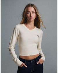 Bershka - Embroidered V-Neck Jumper - Lyst