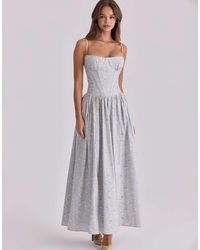 House Of Cb - Rona Wildflower Print Cotton Lace Up Maxi Dress - Lyst