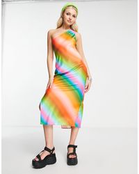 Collusion - One Shoulder Ombre Printed Maxi Slip Dress - Lyst