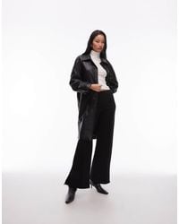 Mango - Faux Leather Belted Trench Coat - Lyst