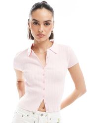 Stradivarius - Knitted Short Sleeve Cardigan Top - Lyst