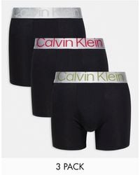 Calvin Klein - Steel 3 Pack Boxer Briefs With Contrast Waistband - Lyst