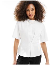 French Connection - Camiseta blanca con detalle plisado - Lyst