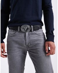 ASOS - – gürtel aus em kunstleder mit plattierter schnalle, akzenten im überwendlingsstich und nieten - Lyst