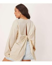 ASOS - Asos Design Curve Twist Back Detail Long Sleeve Tee - Lyst