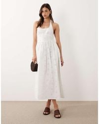 Nobody's Child - Hallie Cotton Broderie Halter Neck A-Line Midi Dress - Lyst
