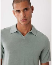 ASOS - Short Sleeve Knit Pure Merino Wool Notch Neck Polo - Lyst