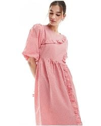Native Youth - Ruffle Detail Gingham Midaxi Dress - Lyst