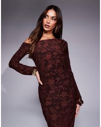 River Island - Devore Floral One Shoulder Top Co-ord - Lyst