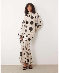 ASOS - High Neck Chiffon Maxi Dress With Godet Hem - Lyst
