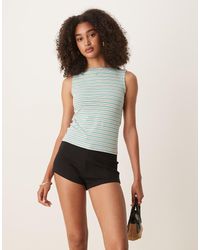 Mango - Slim Fit Boat Neck Striped Top - Lyst