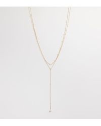 ASOS - Asos Design Curve Delicate Lariat Necklace With Station Faux-pearl Detail - Lyst