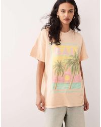 Miss Selfridge - Oversized T-Shirt Met Bali-Strandprint - Lyst