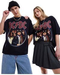 ASOS - T-shirt oversize unisex nera con stampa della band "ac/dc" - Lyst