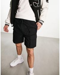 Pull&Bear - – schwarze cargo-shorts im robusten look - Lyst